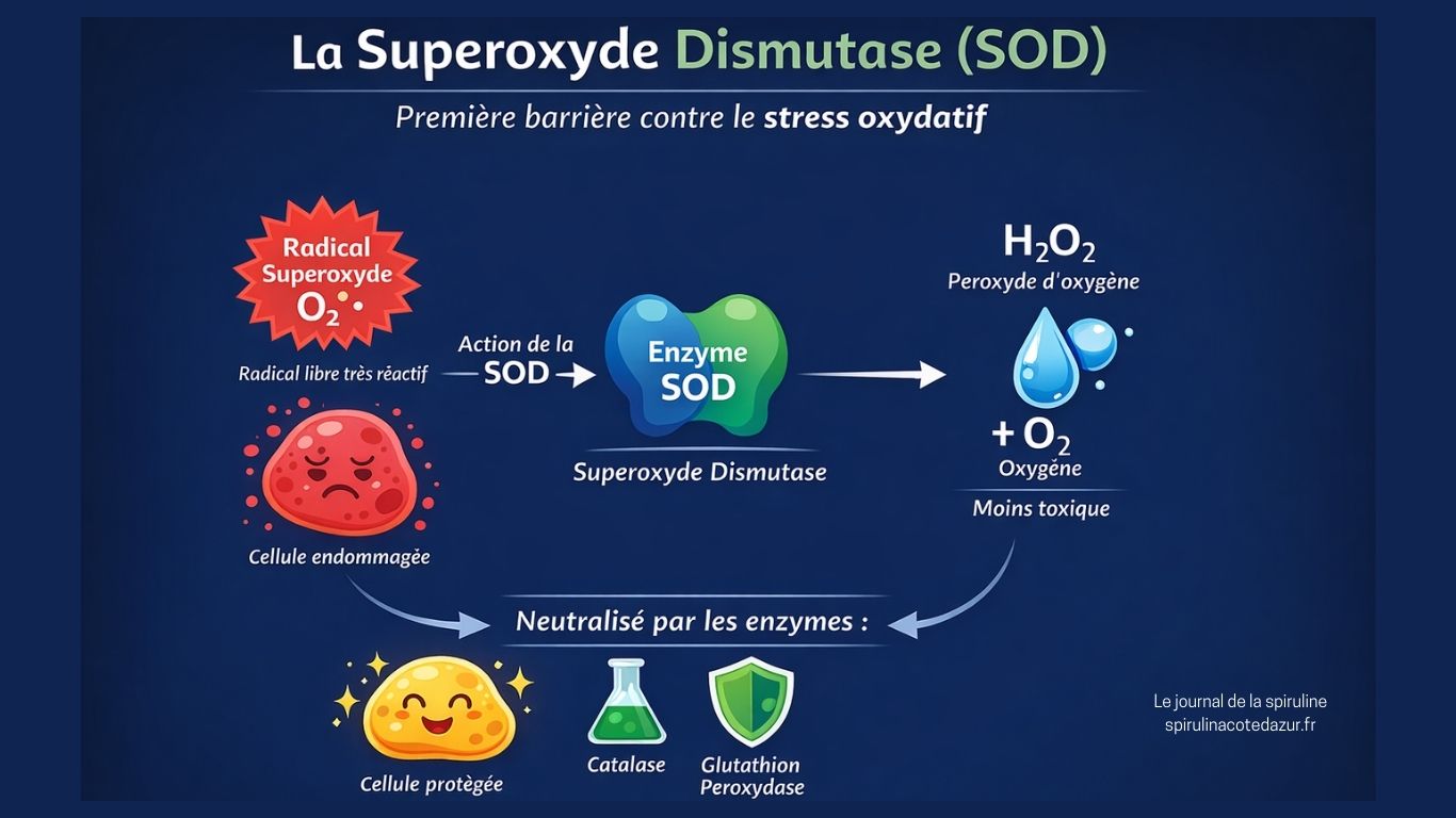 Pourquoi le phytoplancton et donc la spiruline est une source majeure de SOD ?