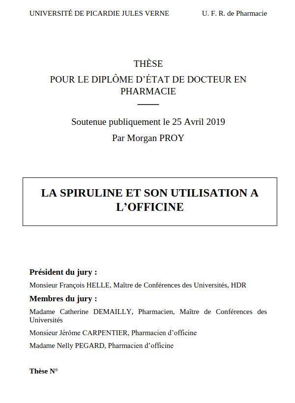 Spiruline : activités biologiques étudiées et utilisation en complément alimentaire